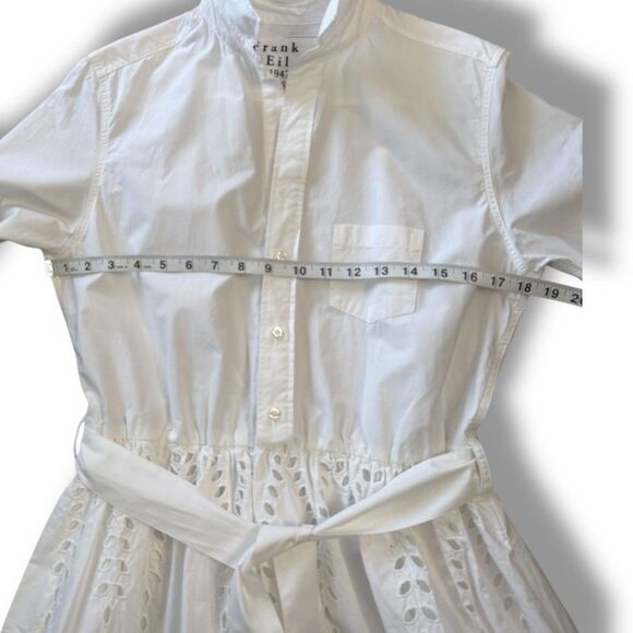Frank & Eileen Grace Eyelet Midi Dress White Belted Classy Preppy Women’s Size S - Picture 4 of 16